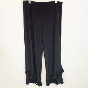 Soft Surroundings Charcoal Ruffle Hem Wide Leg Pants